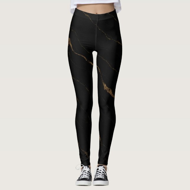 Liquid Marble Luxe Leggings – Luxury Negro y Dorad (Anverso)