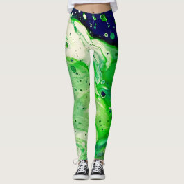 Liquidez Art Marble Green Blue Trendy Leggings