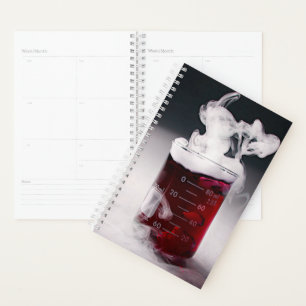 Líquido rojo beaker de química, planificador de hu