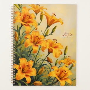 Lirio Amarillo Floral Cuaderno Botánico en Espiral
