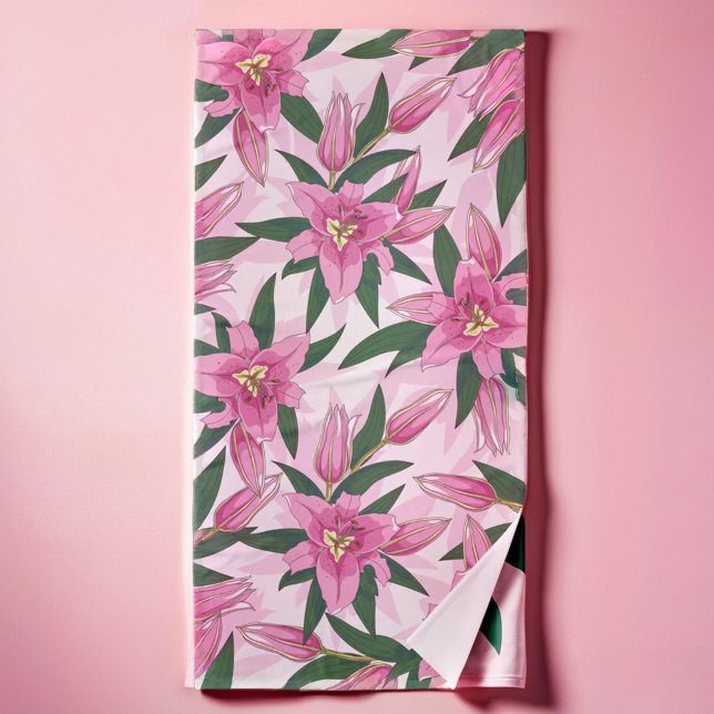 Lirio de Blooming Rosa (Pink Blooming Lily Bath Towel)