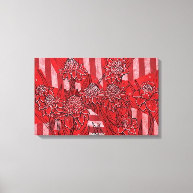 Lirio de jengibre de antorcha, flores rojas arte t (Anverso)