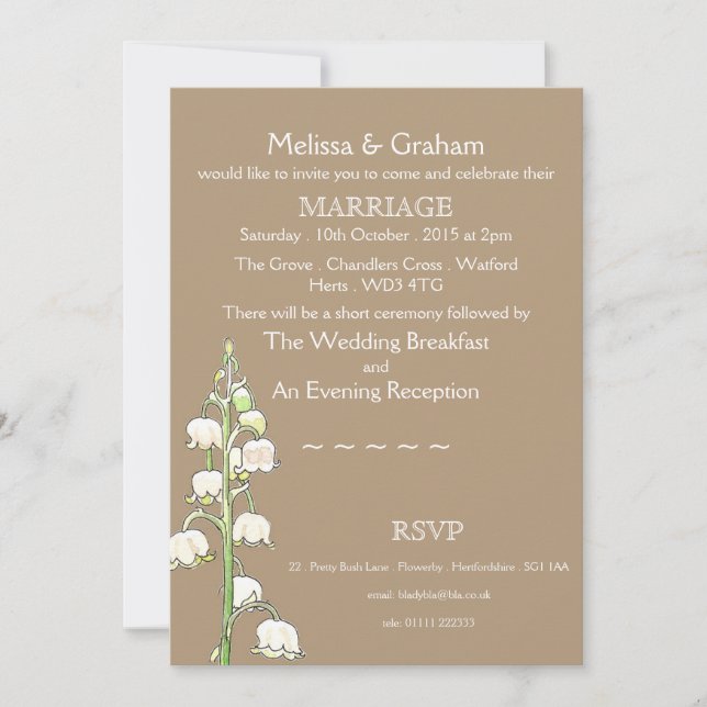 Lirio de la invitación a la boda rústica del valle (Anverso)