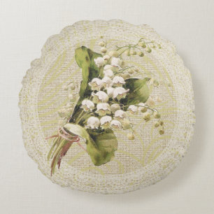 Lirio de los valles y almohada floral del vintage