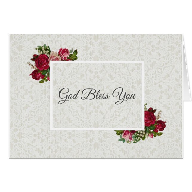 Lirio de rosas rojas rosadas de encaje blanco del  (Anverso (Horizontal))