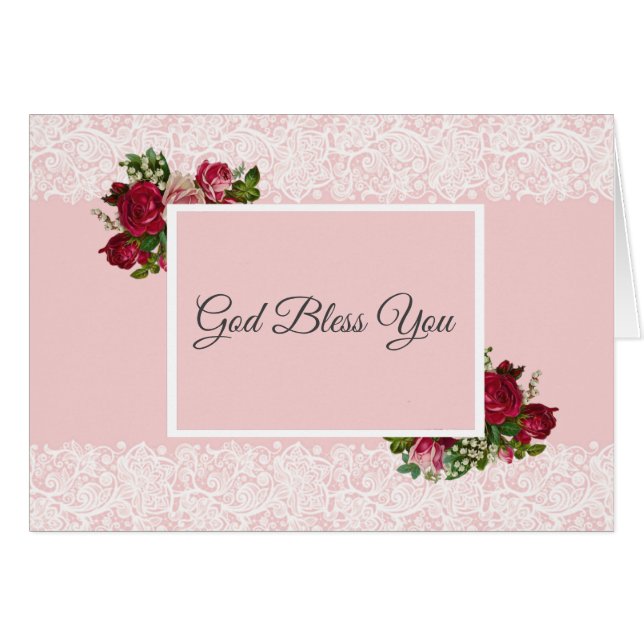 Lirio de rosas rojas rosadas de encaje blanco del  (Anverso (Horizontal))