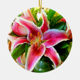 lirio del stargazer y ornamento del ramo de las