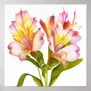 Lirio rosa peruano florece Poster de arte de impre