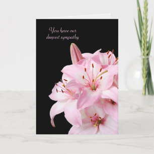 Lirio rosado Bouquet en la tarjeta de simpatía neg