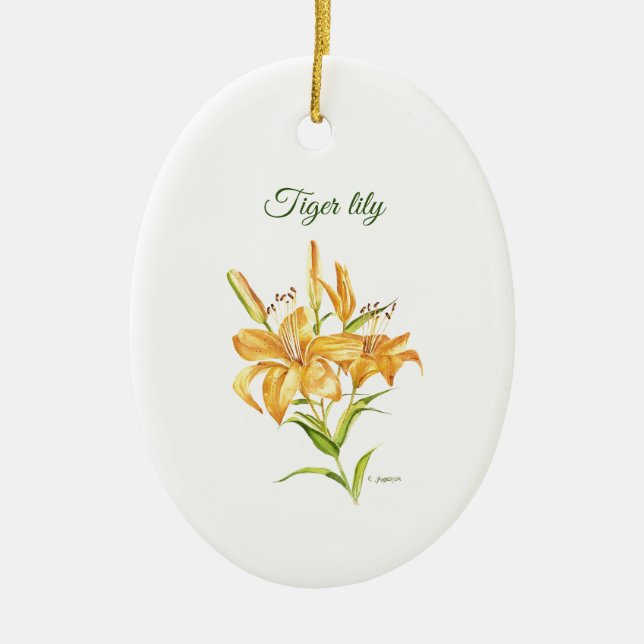 Lirio tigre con flor que significa adorno cerámico (Frente)