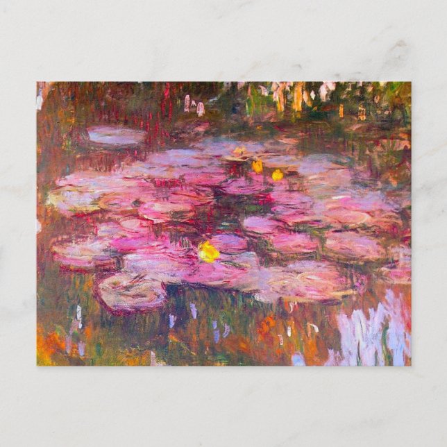 Lirios Acuáticos Purpura de Monet Tarjeta Postal (Anverso)