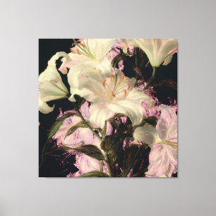 Lirios blancos sobre arte floral de fondo oscuro
