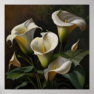 Lirios Calas Blancas Arte Floral Impresión Póster