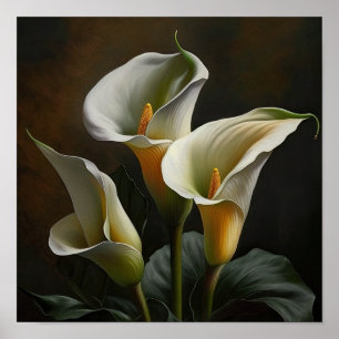 Lirios Calas Blancas Arte Floral Impresión Póster