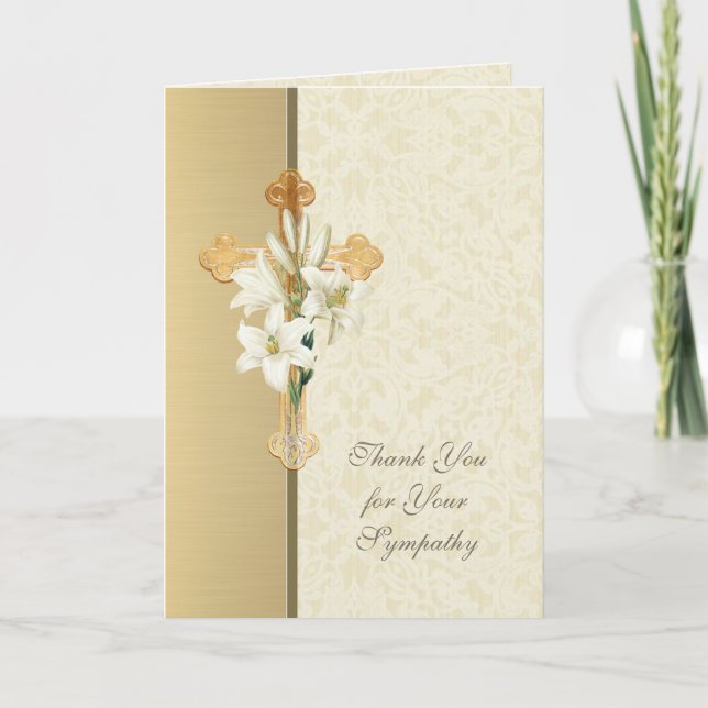 Lirios Cruz de Oro Tarjetas Cristianas de Agradeci (Anverso)