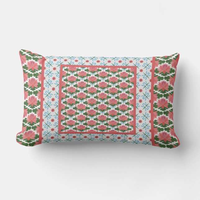 Lirios de Agua, Almohada Lumbar de Libélulas, Cojí (Anverso)