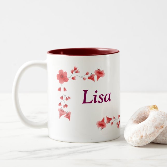 Lisa name Mug - Copa de café Personalizado con un (Con donut)
