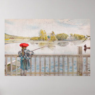 Lisbet pescando por Carl Larsson, Arte fino vintag