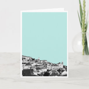 Lisboa en tarjeta de felicitación verde azulada