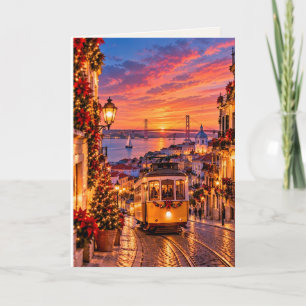 Lisboa Portugal Tarjeta de Navidad en Blanco