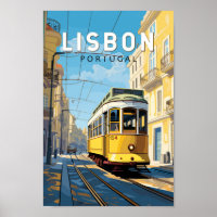 Lisboa Portugal Tramo Amarillo Viaje Arte Vintage