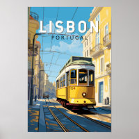 Lisboa Portugal Tranvía Amarillo Arte de Viaje Vin