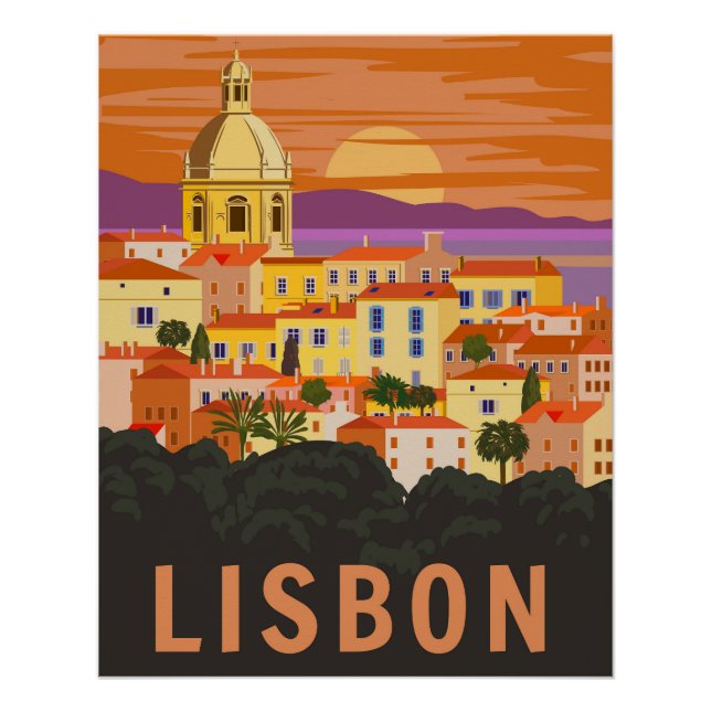 Lisbon Vintage Travel Poster (Anverso)