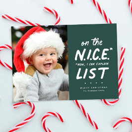 Lista agradable divertida tarjeta de Navidad verde