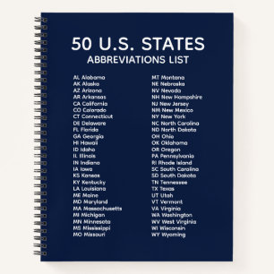 Lista de abreviaturas de los 50 estados – Cuaderno