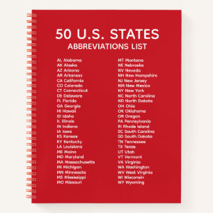 Lista de abreviaturas de los 50 estados – Cuaderno