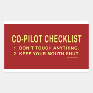 Lista de control del copiloto: Pegatinas