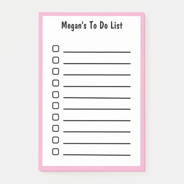 Lista de notas pegajosas de magenta rosa suave (Anverso)
