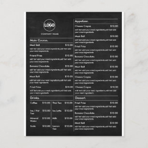 Lista de precios   Black Chalkboard Business Menu 