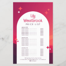 Lista de precios boho moderna retro groovy