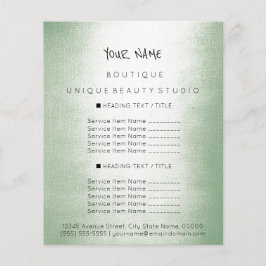 Lista de precios Boutique Joyería SPA Cabello Uñas