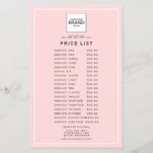  Lista de precios de belleza de Logo Blush Rosa  
