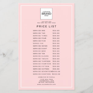  Lista de precios de belleza de Logo Blush Rosa  