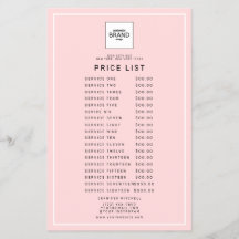Lista de precios de belleza rosada de logotipo mod