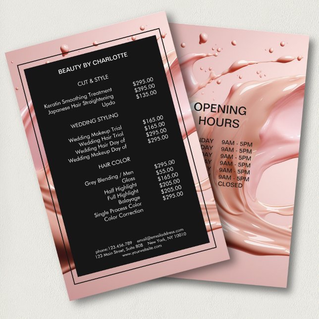 Lista de precios de Blush Pink Beauty Salon (Blush Pink Beauty Salon Price List Flyer)