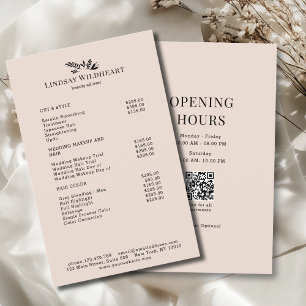 Lista de precios de código QR de Salón Botánico Be