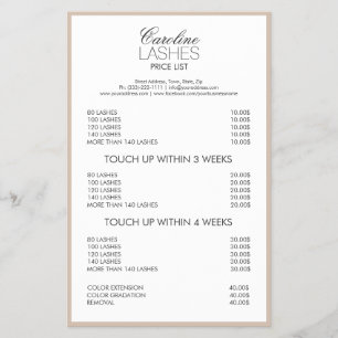 Lista de precios de Extensiones Largas Lash Bordea