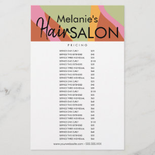 Lista de precios de folletos de salón de peinados 