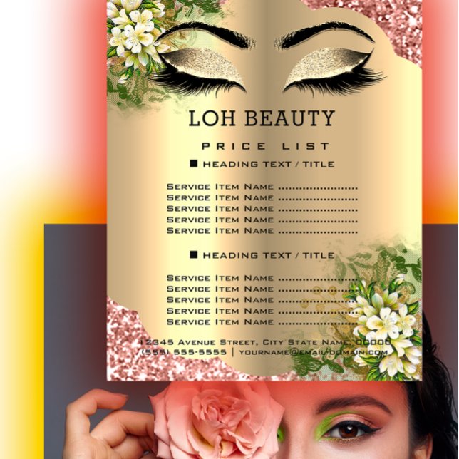 Lista de precios de Hairdresser Eyelashes Makup St (Hairdresser Eyelashes Makeup Studio Price List Flyer)