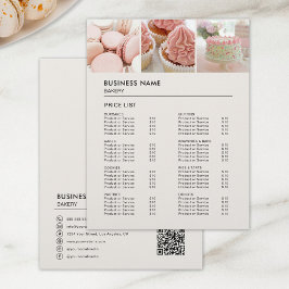 Lista de precios de la pastelería de pasteles de p