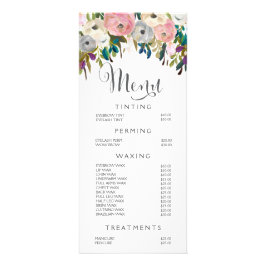 Lista de precios de menú con estilo de Salón Flora