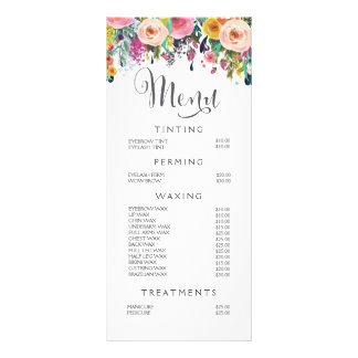 Lista de precios de menú con estilo de Salón Flora