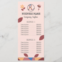 Lista de precios de menú melocotón rosa floral par