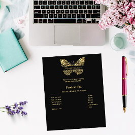 lista de precios de negocio de mariposa de oro neg