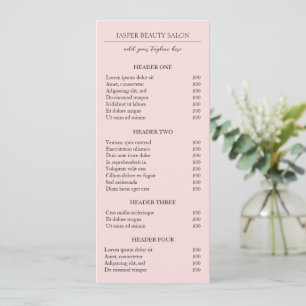 Lista de precios de negocios simple rosa elegante 