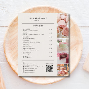 Lista de Precios de Panadería Foto QR Beige Neutra